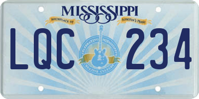 MS license plate LQC234