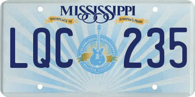 MS license plate LQC235