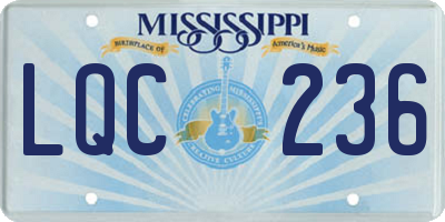 MS license plate LQC236