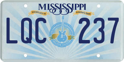 MS license plate LQC237
