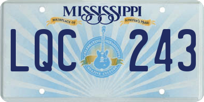 MS license plate LQC243