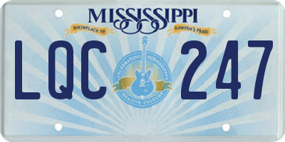 MS license plate LQC247