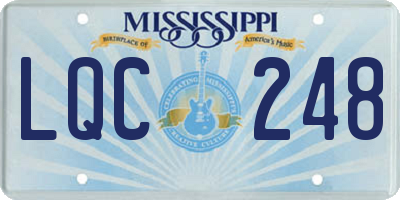 MS license plate LQC248