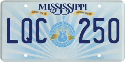 MS license plate LQC250