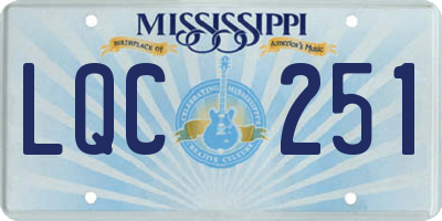 MS license plate LQC251