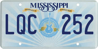 MS license plate LQC252