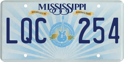 MS license plate LQC254
