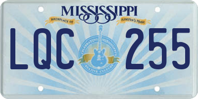 MS license plate LQC255