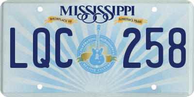 MS license plate LQC258