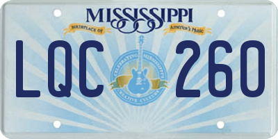 MS license plate LQC260