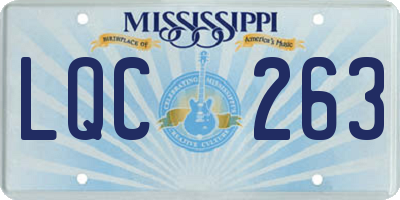 MS license plate LQC263
