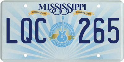 MS license plate LQC265