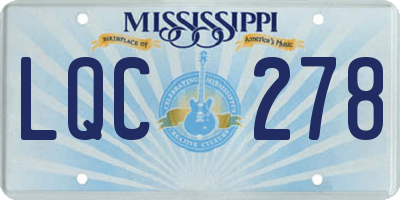 MS license plate LQC278