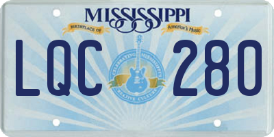 MS license plate LQC280