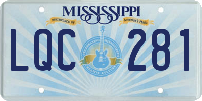MS license plate LQC281