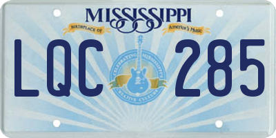 MS license plate LQC285