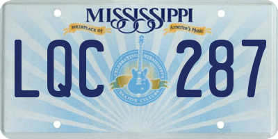 MS license plate LQC287