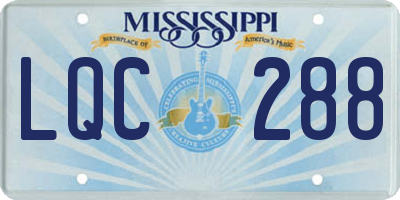 MS license plate LQC288