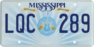 MS license plate LQC289