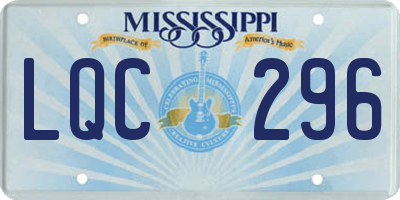 MS license plate LQC296
