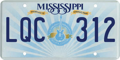 MS license plate LQC312