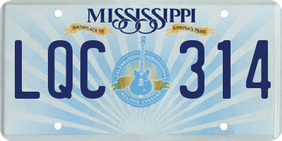 MS license plate LQC314
