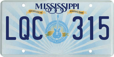 MS license plate LQC315