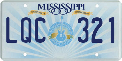 MS license plate LQC321