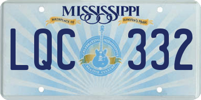 MS license plate LQC332