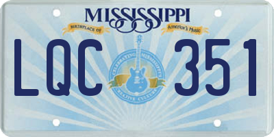 MS license plate LQC351