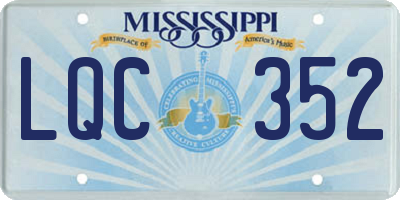 MS license plate LQC352