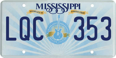 MS license plate LQC353