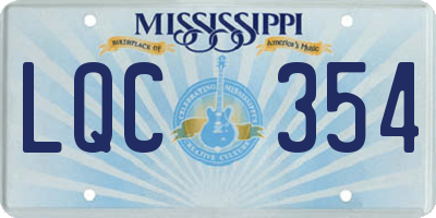 MS license plate LQC354