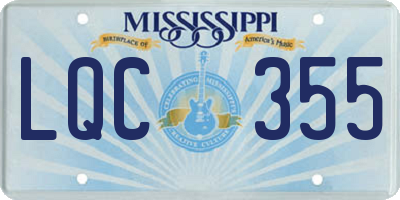 MS license plate LQC355
