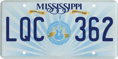 MS license plate LQC362