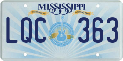MS license plate LQC363