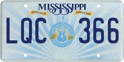 MS license plate LQC366