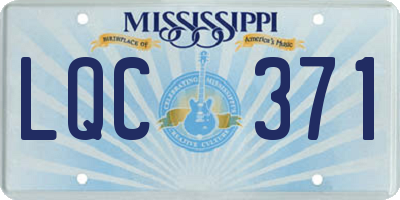 MS license plate LQC371
