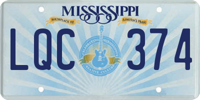 MS license plate LQC374
