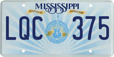 MS license plate LQC375