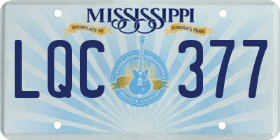 MS license plate LQC377