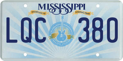 MS license plate LQC380