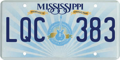 MS license plate LQC383