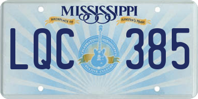 MS license plate LQC385