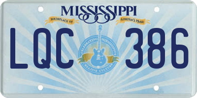 MS license plate LQC386