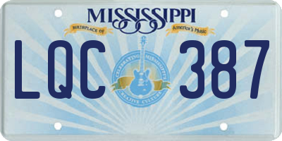 MS license plate LQC387