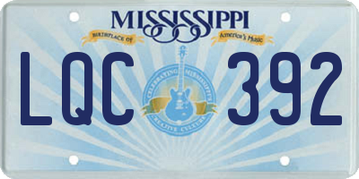 MS license plate LQC392