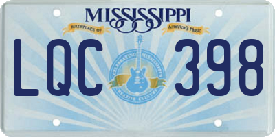 MS license plate LQC398