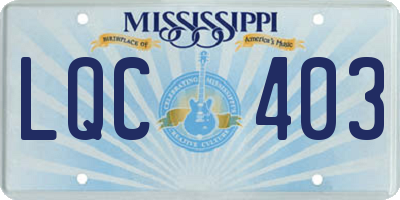 MS license plate LQC403