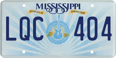 MS license plate LQC404